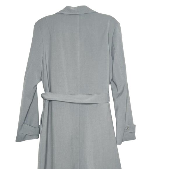 KENNETH COLE Trench Coat Belted Long Sleeve Shawl Collar Light Blue Size Large - Picture 6 of 10